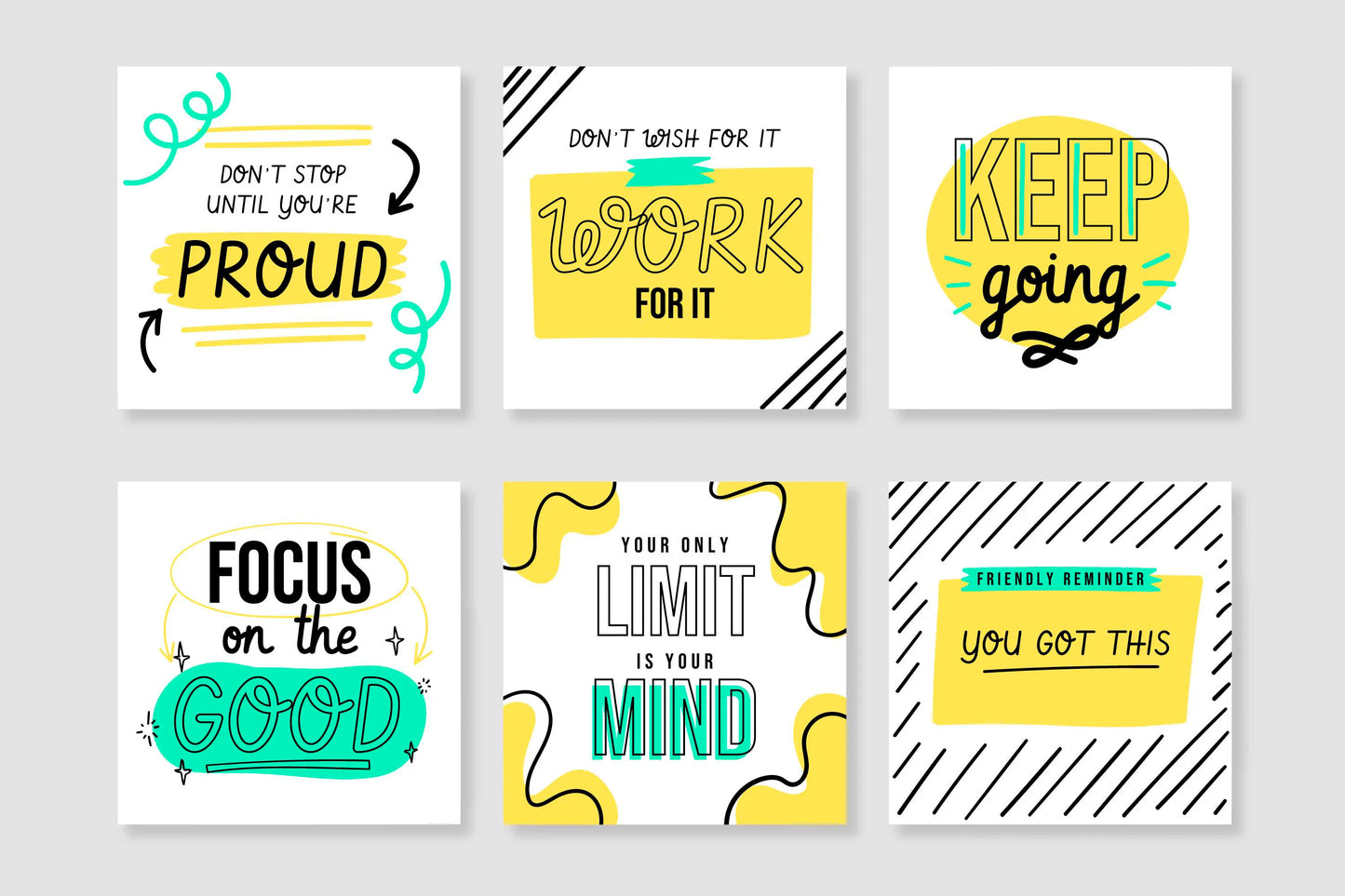 Yellow Teak Positive Inspirational (6 Panel) Wall Art