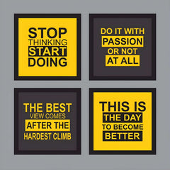 Hard Working Motivational Quotes (4Panel) Wall Art