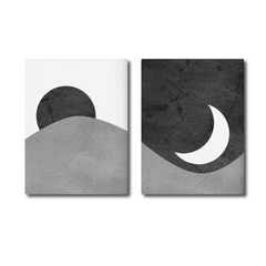 Black and White Sun and Moon (2panel) | Wall Art