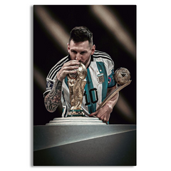 Lionel Messi With the World Cup Canvas Frames Wall Art