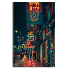 Night city street Canvas Frames Wall Art