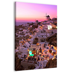 Purple Nights In Santorini Greece Wall Art