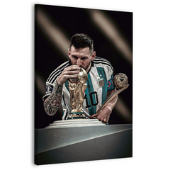 Lionel Messi With the World Cup Canvas Frames Wall Art
