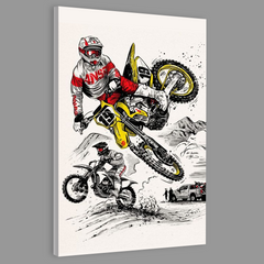 Motocross Rider Jumping Canvas Frames Wall Art
