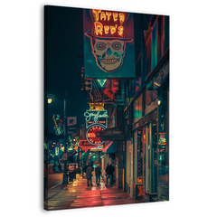 Night city street Canvas Frames Wall Art