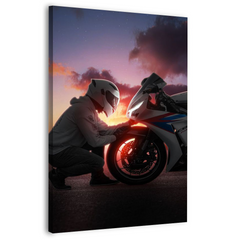 SUNSET Motorcycle Rider Canvas Frames Wall Art