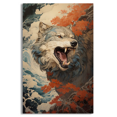 Premium White Wolf Canvas Frames Wall Art