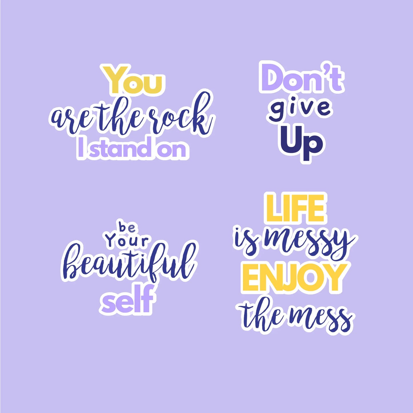 Motivation Vectors Qoutes (4 Panel) Wall Art