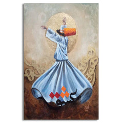 Serenity of Sufi Whirling Dervish Rumi | Handmade Painting | Wall Art