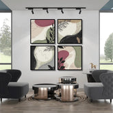 Abstract Green Black Color Lines (4 Panel) Wall Art