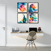 Abstract Splashed Watercolor Textured (4panel) Wall Art