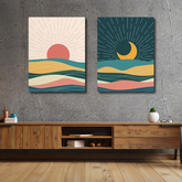 Abstract Sun and Moon (2panel) | Wall Art