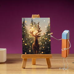 Beautiful Deer in pine woods | Handmade Painting | Wall Art