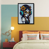 Beautiful Flower Girl Wearing Headphones | Wall Art