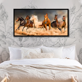 Black White Running Horses Canvas Frame | Wall Art