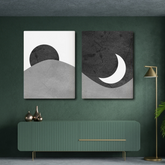 Black and White Sun and Moon (2panel) | Wall Art