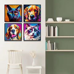 Colorful Animals Diamond Art (4panel) Wall Art