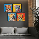 Colorful Baby Lion Graffiti (4panel) Wall Art