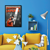 Cricket Player Retro Canvas Frames Wall Art