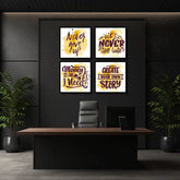 Colorful Typography Motivational Quotes (4 Panel) Wall Art