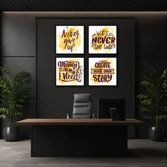 Colorful Typography Motivational Quotes (4 Panel) Wall Art