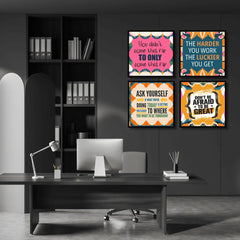 FRIENDS OFFICE Motivational Qoutes (4 Panel) Wall Art