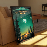 Flying saucer in the Night Canvas Frames Wall Art