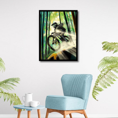 Forest Jump Mountain Biker Canvas Frames | Wall Art