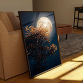 Full Moon with Blossoming Tree Canvas Frames Wall Art
