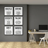 Grind Hustle Success Motivational (6 Panel) Wall Art
