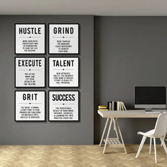 Grind Hustle Success Motivational (6 Panel) Wall Art