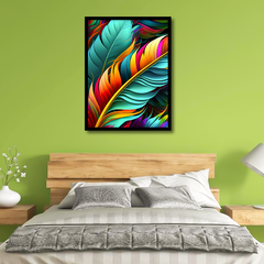 Illustration with feather pattern in tertiary colors Wall Art