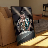 Lionel Messi With the World Cup Canvas Frames Wall Art