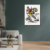 Motocross Rider Jumping Canvas Frames Wall Art