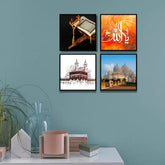 Muslim Pilgrimage Praying & Kaaba (4 Panel) Wall Art