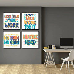 Office Motivation Vectors (4 Panel) Wall Art