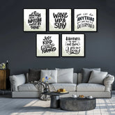 Positive Inspirational Black and white Qoutes (5 Panel) Wall Art