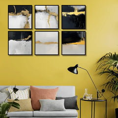 Premium Abstract golden texture (6Panel) Wall Art