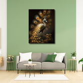Premium Golden Peacock Canvas Frames Wall Art