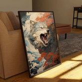 Premium White Wolf Canvas Frames Wall Art