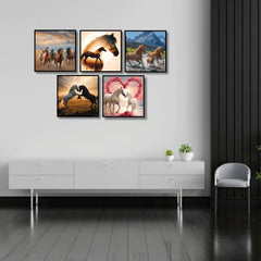 Set of 5 Elegant Horses (5panel) Wall Art