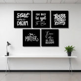 Success Black Framed Motivational (5 Panel) Wall Art