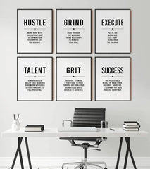 Grind Hustle Success Motivational (6 Panel) Wall Art