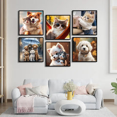 Vintage Pets Custom (6 Panel) Wall Art