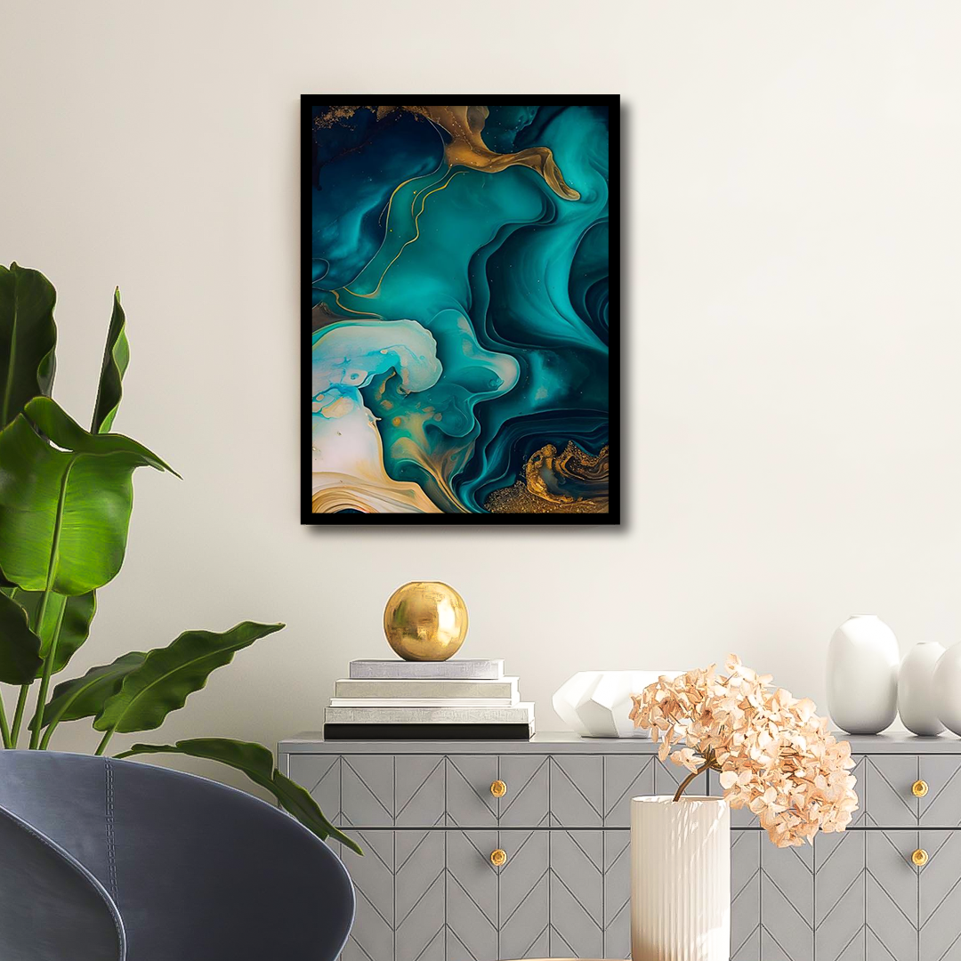 Blue Gold Marble Canvas Frames | Wall Art