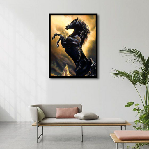 Black Wild Horse Canvas Frame