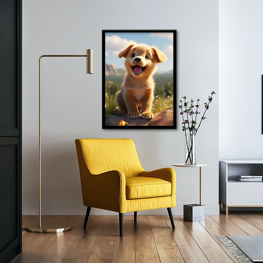 Cute Puppy & Nature Canvas Frame