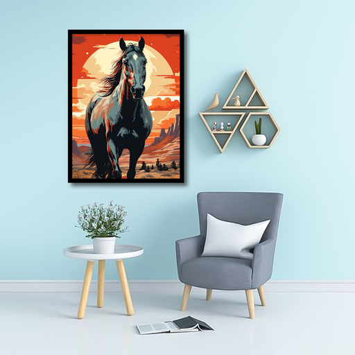 Wild Horse At Sunset Canvas Frames