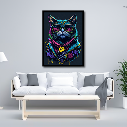 Classy Stylish Colorful Cat Canvas Frames