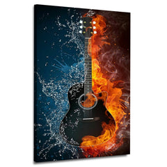 Acoustic Guitar Fire Water | Wall Art